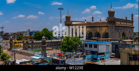Hyderabad, Inde - 17 juin 2019 : La Mecque Masjid ou La Mecque Masjid, mosquée de congrégation situé près de Charminar Banque D'Images