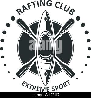 Rafting ou kayak club emblème - icône de canoë, kayak Illustration de Vecteur