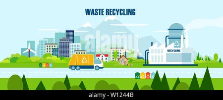 Notion de vecteur nature pure, la gestion du recyclage des déchets Illustration de Vecteur