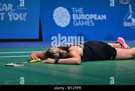 Minsk, Belarus. 29 Juin, 2019. Selena Piek (NED) sur le plancher dans le badminton finale au 2ème jeux européens. Garry Bowden/SIP Crédit photo agency/Alamy live news. Banque D'Images