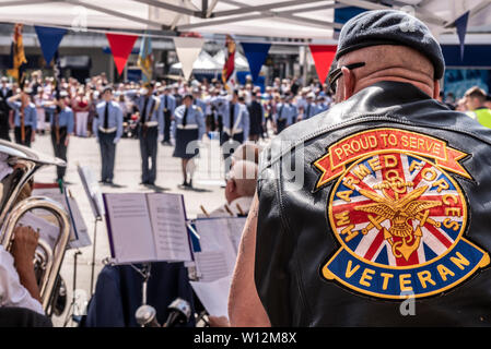 Journée des Forces armées militaires souvenir commémoratif de l'AFD à l'événement High Street, Southend on Sea, Essex, Royaume-Uni. British. Banque D'Images