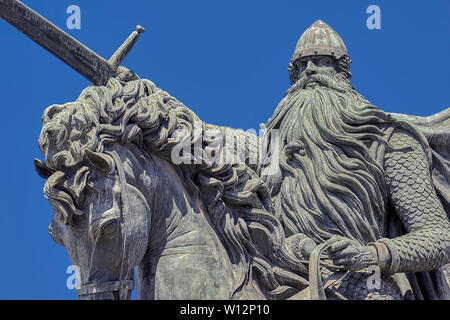 Statue du Cid dans la ville de Burgos, Castille et Leon, Espagne, Banque D'Images