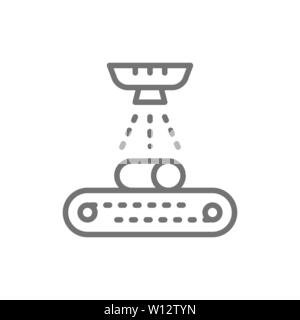 Nettoyage et peinture des métaux sur convoyeur à bande, l'icône de la ligne de refroidissement. Illustration de Vecteur