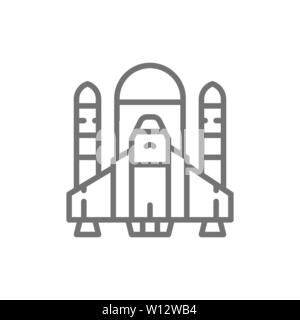 Vecteur navette spatiale, les fusées, l'icône de la ligne de l'avion. Illustration de Vecteur