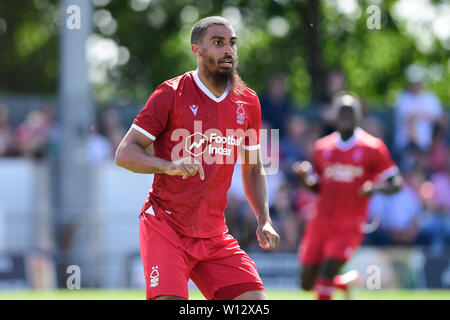 Lewis Grabban de Nottingham Forest lors de la pré-saison match amical entre Alfreton Town et Nottingham Forest à North Street, Worksop le samedi 29 juin 2019. Banque D'Images