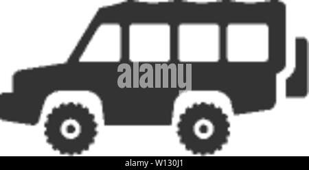 Icône de voiture tout terrain en simple couleur gris clair. Camion, cabine double, 4x4, 4 roues chauffeur explorer safari Illustration de Vecteur