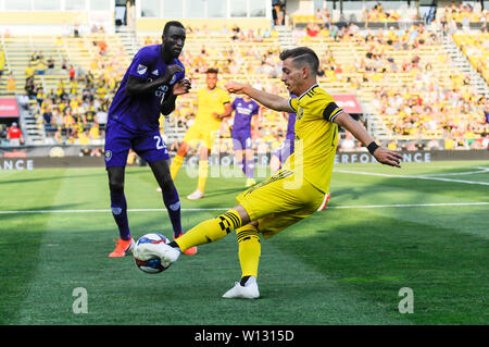 Samedi, 29 juin, 2019 : Columbus Crew SC avant Pedro Santos (7) dans la première moitié du match entre Orlando City SC et Columbus Crew Stadium, à MAPFRE à Columbus OH. Crédit Photo obligatoire : Dorn Byg/Cal Sport Media. Orlando City 1 - Columbus Crew SC 0 après la première moitié Banque D'Images