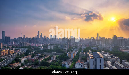 Vue panoramique de l'architecture urbaine à Guangzhou Banque D'Images