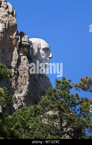 Partie de Mount Rushmore National Monument : Portrait de George Washington, le Dakota du Sud, USA Banque D'Images