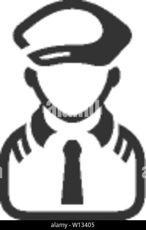 Dans l'icône avatar pilote seule couleur. Le contrôle de l'avion avion aviation Personnes Illustration de Vecteur