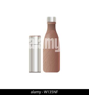 Bouteille d'eau thermo inox thermos conteneurs verre fermé télévision icône white background vector illustration Illustration de Vecteur