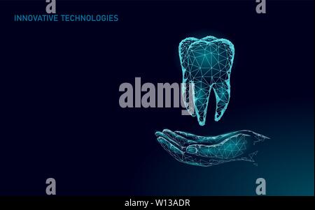 Une dent humaine saine médicale 3d. Modèle médecine poly faible. Médecin en ligne concept. Consultation médicale à l'app. Santé Web dentiste moderne stomatologist Illustration de Vecteur