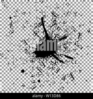 Des notes de musique vol de grunge blob. Illustration vecteur EPS 8. Illustration de Vecteur