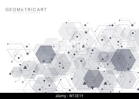 Résumé fond hexagonal. Big La visualisation de données. Connexion au réseau mondial. La science médicale, de la technologie, de l'arrière-plan. Vector illustration. Illustration de Vecteur