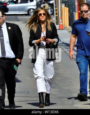 Jennifer Aniston arrive à Jimmy Kimmel Live ! À Los Angeles, Californie avec : Jennifer Aniston Où : Hollywood, California, United States Quand : 29 mai 2019 Source : WENN.com Banque D'Images