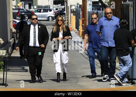 Jennifer Aniston arrive à Jimmy Kimmel Live ! À Los Angeles, Californie avec : Jennifer Aniston Où : Hollywood, California, United States Quand : 29 mai 2019 Source : WENN.com Banque D'Images