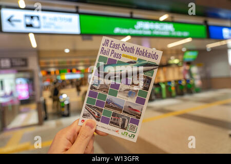 JR Hokkaido Est-sud Rail Pass. Six jours flexibles pour le sud de l'Hokkaido et zones de Tohoku et du Kanto trajets illimités sur des lignes JR limited express Banque D'Images