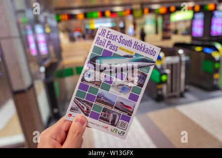 JR Hokkaido Est-sud Rail Pass. Six jours flexibles pour le sud de l'Hokkaido et zones de Tohoku et du Kanto trajets illimités sur des lignes JR limited express Banque D'Images