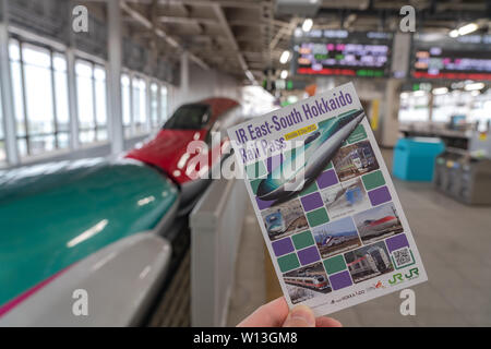 JR Hokkaido Est-sud Rail Pass. Six jours flexibles pour le sud de l'Hokkaido et zones de Tohoku et du Kanto trajets illimités sur des lignes JR limited express Banque D'Images