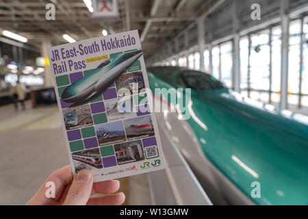 JR Hokkaido Est-sud Rail Pass. Six jours flexibles pour le sud de l'Hokkaido et zones de Tohoku et du Kanto trajets illimités sur des lignes JR limited express Banque D'Images