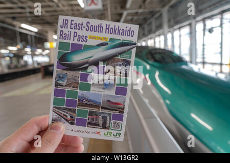 JR Hokkaido Est-sud Rail Pass. Six jours flexibles pour le sud de l'Hokkaido et zones de Tohoku et du Kanto trajets illimités sur des lignes JR limited express Banque D'Images