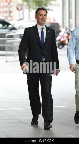 Londres, Royaume-Uni, 30 juin 2019.Jeremy Hunt Secrétaire d'Etat aux Affaires étrangères vu arriver aux studios de la BBC à Londres Banque D'Images