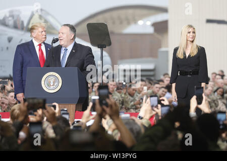 Osan, Seoul, Corée du Sud. 30 Juin, 2019. 30 juin 2019-Osan, en Corée du sud-Secrétaire Mike Pompeo discours à Osan base aérienne militaire pour leurs soldats rencontrent des cas à la base aérienne Osan Osan en Corée du Sud, le président américain Donald Trump.nord-coréen répondre Leder Kim Jong Un aujourd'hui au village de la trêve Panmunjom. Credit : Ryu Seung-Il/ZUMA/Alamy Fil Live News Banque D'Images