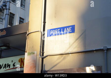 'Fort' Lane Street Signage à Auckland Banque D'Images