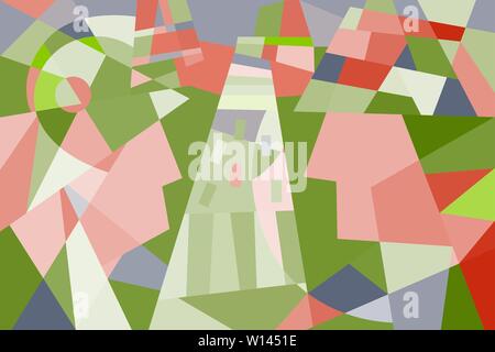 Image abstraite d'un homme et une femme sur l'arrière-plan d'abstract green city Illustration de Vecteur