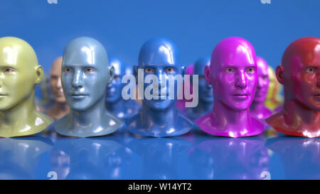 3D render. Silhouettes humanoïdes clonage Banque D'Images