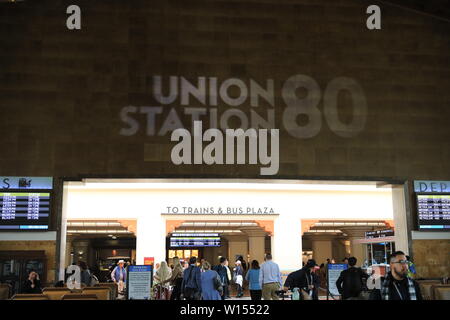 La gare Union emblématique de Los Angeles tourne sur 80 Mai, 2019. Le plus grand terminal de train dans l'ouest des États-Unis. Banque D'Images