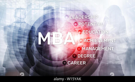 MBA - Master of business administration, e-learning, de l'éducation et de développement personnel, concept Banque D'Images