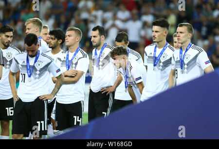 Udine, Italie. 30 juin 2019. après la fin de la partie : frustré par la DFB équipe U21. GES/football/Euro U21 : Finale Espagne -Allemagne, 30.06.2019 Football/soccer : Euro moins de 21 Finale : L'Espagne contre l'Allemagne, Udine, 30 juin 2019 | dans le monde entier : dpa Crédit/Alamy Live News Banque D'Images