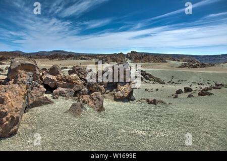 Plus reconnaissable sur le Teide sur Tenerife. Beau paysage dans le parc national sur Tenerife avec le célèbre rocher Cinchado, Los Roques de, Banque D'Images