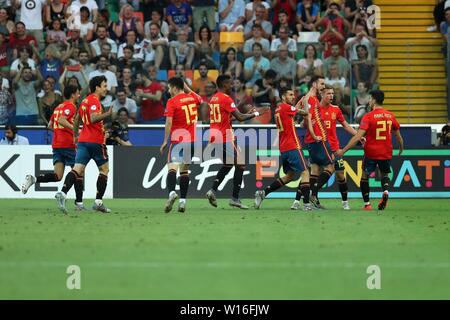 Udine, Italie. 30 Juin, 2019. firo : 30.06.2019, Football, International, l'UEFA U21 Championnat d'Europe 2019, Final, Allemagne - Espagne, Fabian Ruiz, l'Espagne, l'Espagne, ESP, plein la figure, la jubilation, l'utilisation de crédit dans le monde entier | : dpa/Alamy Live News Banque D'Images