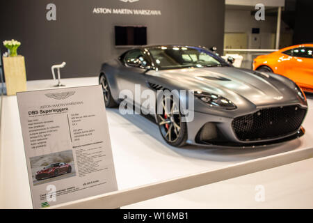 Poznan, Pologne, mars 2019 Aston Martin DBS Superleggera, Poznan International Motor Show, voitures de rêve, en super grand tourer par Aston Martin Banque D'Images