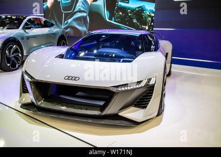 Poznan, Pologne, Mars 2019 Nouvelle Audi tout-électrique PB18 e-tron concept car prototype hautement automatisé, Poznan International Motor Show, produit par Audi Banque D'Images