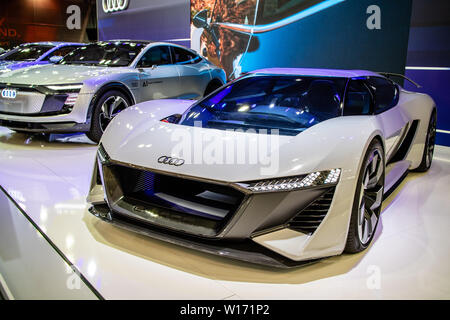 Poznan, Pologne, Mars 2019 Nouvelle Audi tout-électrique PB18 e-tron concept car prototype hautement automatisé, Poznan International Motor Show, produit par Audi Banque D'Images