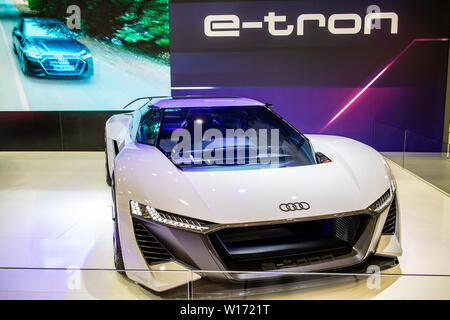 Poznan, Pologne, Mars 2019 Nouvelle Audi tout-électrique PB18 e-tron concept car prototype hautement automatisé, Poznan International Motor Show, produit par Audi Banque D'Images