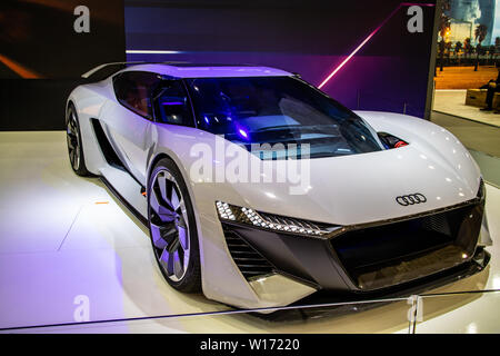 Poznan, Pologne, Mars 2019 Nouvelle Audi tout-électrique PB18 e-tron concept car prototype hautement automatisé, Poznan International Motor Show, produit par Audi Banque D'Images