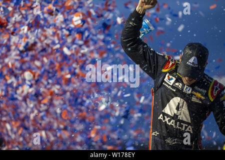 Joliet, Illinois, USA. 30 Juin, 2019. Alex Bowman (88) gagne le Camping World 400 à Chicagoland Speedway à Joliet, Illinois (Image Crédit : © Stephen A. Arce/ASP) Credit : ZUMA Press, Inc./Alamy Live News Banque D'Images