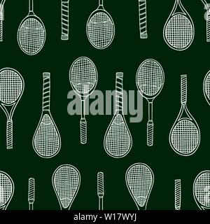 Raquette de tennis doodle motif transparent. Fond d'illustration vectorielle. Pour imprimer, textile, web, décoration, mode, surface, design graphique Illustration de Vecteur