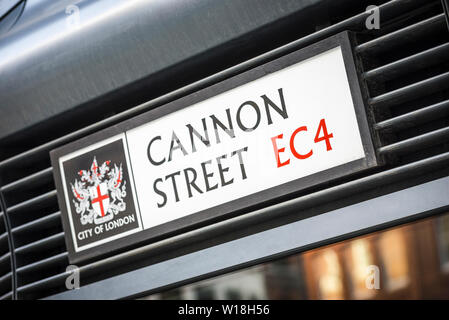 Cannon Street EC4 Plaque de rue. Londres Banque D'Images