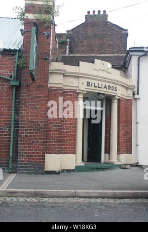 Entrée Art déco à la chambre de billard Burslem à Burslem, Stoke-on-Trent c 1930 Banque D'Images