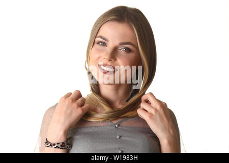 Beauty Fashion Closeup Portrait of young woman Banque D'Images