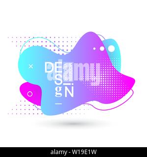 Éléments de conception graphique moderne en forme de gouttes de liquide avec des lignes géométriques. Dégradé de bleu et de vert, rouge et violet formes géométriques. Tache liquide Illustration de Vecteur