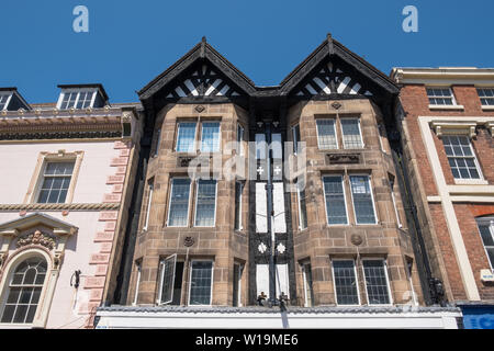 Soignée dans les détails de vieux bâtiment dans Pride Hill, Shrewsbury, Shropshire, Angleterre Banque D'Images