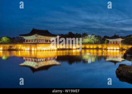 Donggung Palace et Wolji Étang Anapji, également connu sous le nom de Parc National de Gyeongju, Corée du Sud. Banque D'Images