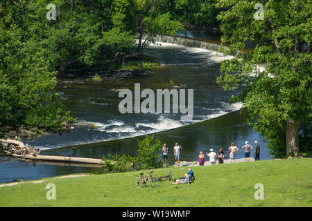 Pays de Galles, Denbighshire, Llangollen, Horseshoe Falls Banque D'Images