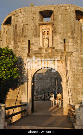 La Porte Pile, la vieille ville de Dubrovnik, Croatie Banque D'Images